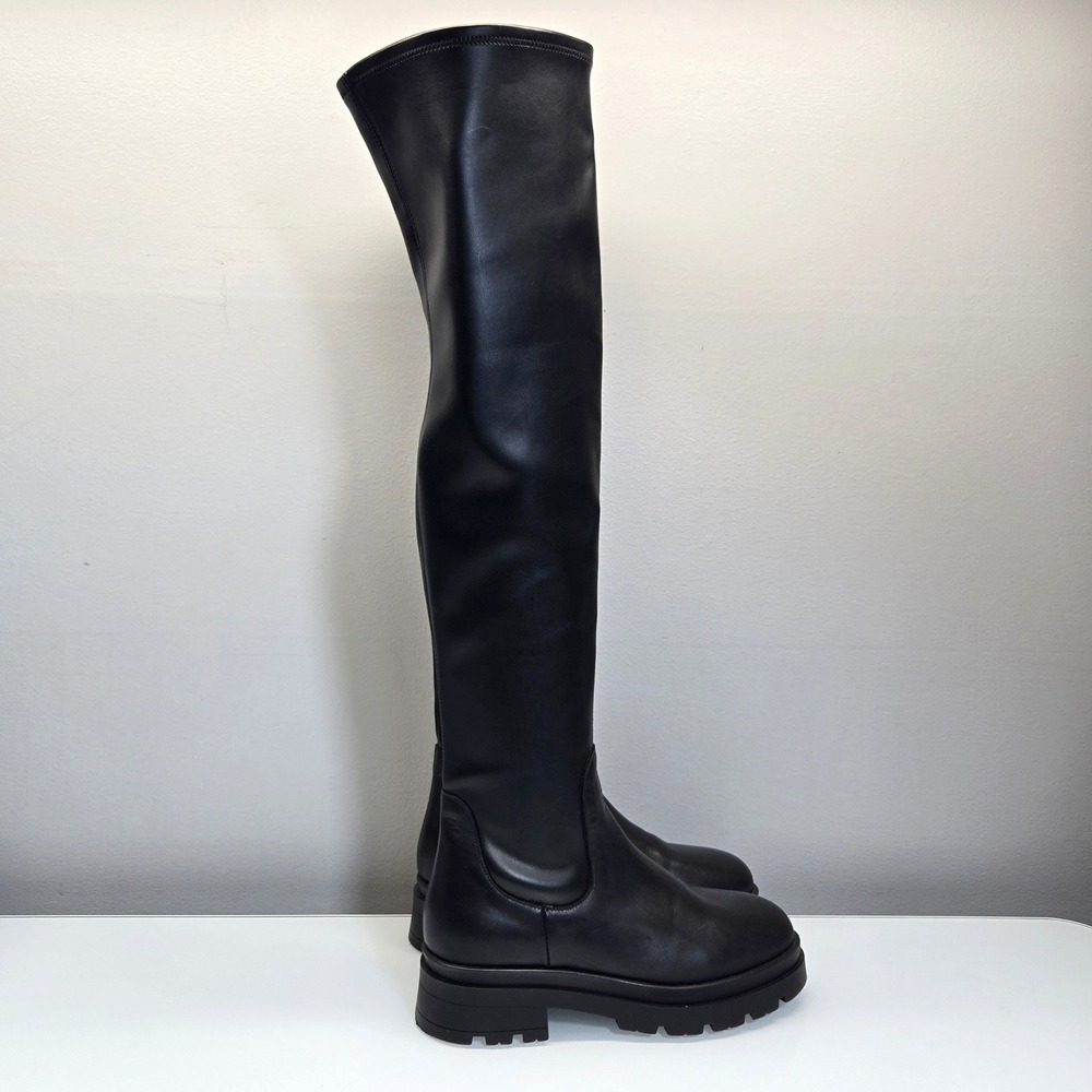 Sister‎ x Soeur Gwen Over The Knee Boots EU 40 US 10 Stretch Leather Lug Sole - Picture 2 of 13